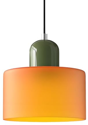 XIRYTU-H 15cm Moderne Skandinavische Pendelleuchte aus Glas, E27 Hängelampe, Höhenverstellbar (200 cm), Metall & Glas, Für Küche, Esszimmer, Café, Bar – Mehrere Farben (Orange)