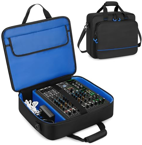 PGmoon DJ Controller Tasche Kompatibel mit Mackie ProFX12v3/ProFX10v3/Hercules Inpulse 200 MK2, Audio Mixer Tragetasche mit Mehreren Fächern für Mikrofone, Kabel und DJ Equipment (Patentiertes Design)