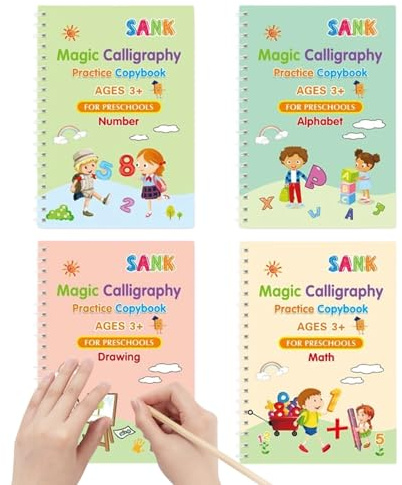 Cuaderno de escritura mágico para niños, cuaderno de letras reutilizable, de dibujo, libro de escritura con ranuras para oficina, aprender a escribir materna