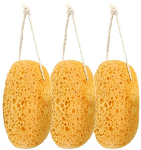 Scettar 3 Spugne da Bagno a Forma Ellittica - Ultra Morbide con Schiuma Densa, Spugna Exfoliante per il Corpo, Ideali per Doccia Quotidiana, Pulizia della Schiena e Viaggi