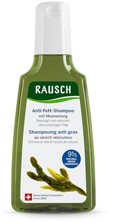 RAUSCH Anti-Fett-Shampoo mit Meerestang 200 ml – Reinigung und Talgregulierung für fettige Kopfhaut – veganes Shampoo ohne Silikone, hergestellt in der Schweiz mit Meerestang- & Zinnkraut-Extrakt