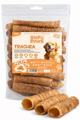Supa Paws 5Kg Beef Trachea for Dog (48-54 Pcs) 15cm Windpipe 100% Natural Pet Treats Chews Air Dried Dog Snacks Sticks, Long-Lasting Healthy Dental Dog Chews 5 Kilo