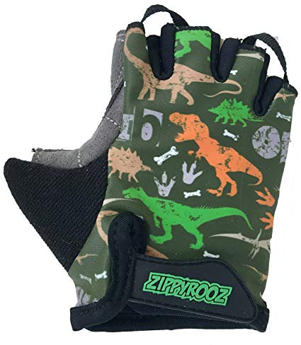 ZippyRooz Toddler & Little Kids Bike Gloves for Balance and Pedal Bicycles for Ages 1-8 Years Old. 8 Designs for Boys & Girls (Dinosaurs, Little Kids XL (7-8))