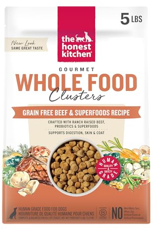The Honest Kitchen Human Grade Dry Dog Food, Whole Food Clusters Grain Free Dry Dog Food, Beef, 5 lb Bag