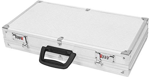 DREAMADE Malette Pistolet en Aluminium avec Mousse Protection, Valise de Pistolet avec 2 Serrures à Combinaison Sécurité, Caisse de rangement, 47X25X8,3CM, Argent