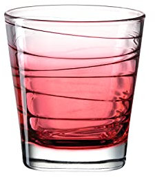 Leonardo Vario Struttura Trink-Glas, 1 Stück, spülmaschinenfestes Wasser-Glas, bunter Trink-Becher aus Glas, Saft-Glas, rot, 250 ml, 026842