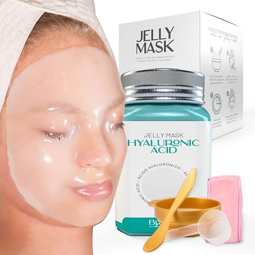 BRÜUN Peel-Off Hyaluronic AC Jelly Mask for Face Care – A 23 fl oz Rubber Mask Jar for 30 to 35 Treatments – A Skin Care Moisturizing Gel Mask of Spa Set for Men, Women and Adults