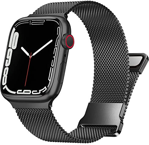 Fengyiyuda Compatible avec Apple Watch Bracelet 38mm 40mm 41mm, Acier Inoxydable en Métal Compatible pour iWatch Series Ultra/Ultra2/9/8/7/6/SE/5/4/3/2/1, Hommes Femmes(Noir,38/40/41mm)
