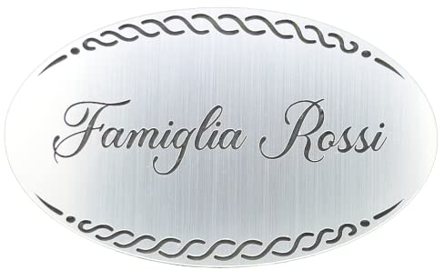 Targhetta Fuoriporta in laminato plastico con Incisione laser personalizzata Targa per porta Ingresso casa ufficio negozio azienda albergo personalizzabile con nome logo ecc (Argento Spazzolato)