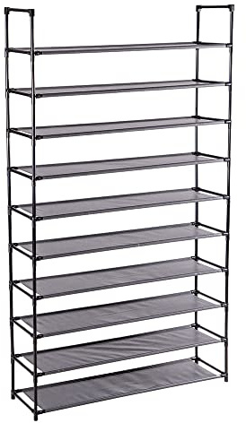 Dediam Scarpiera Scaffale XL 10 Ripiani In Tessuto E Struttura Slim Salvaspazio In Acciaio, Portascarpe Per Corridoio, Ripostiglio, Guardaroba e Bagno