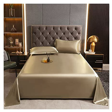 Betttücher ohne Gummizug Mikrofaser Satin Betttuch weich Laken gemütlich Haustuch Luxus-Bettwäsche 170x230cm 230x245cm in 14 ausgesuchten Farben (Color : Gold, Size : 170x230cm+48x74cm x2)