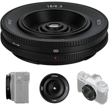 7artisans 18mm F6.3 Ⅱ M4/3 Mount Ultra Thin Pancake Lens,58g APS-C Punto Manual Gran Apertura Lente de Distancia Focal Fija con Bolsa de Almacenamiento (Negro)