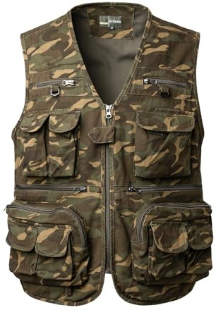 Oralidera Gilet da Pesca da Uomo Safari Estivo Gilet da Fotografo Senza Maniche Caccia Sportivo Giubbino, Camo, S