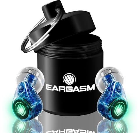 Tappi auricolari Eargasm Earlights luminosi a LED multicolore per concerti, festival, musicisti, protezione dell'udito per la vita notturna per la riduzione del rumore fino a 21 dB