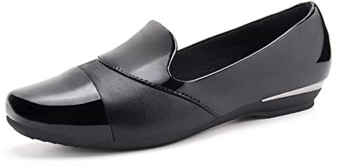 Ortho+rest Damenschuhe für Orthopädie, Hallux Valgus Kleid Schuhe, Slipper Loafer mit orthopädischen Einlagen (38.5,glänzendes Schwarz)