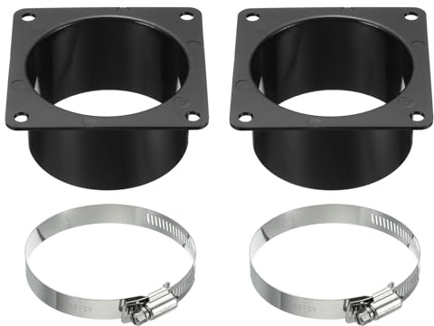 PATIKIL 3 tum kanalanslutning fläns 2-pack torktumlare ventilation väggplatta fyrkantig rund rak med klämma för luftvärmare kylning ventilation fläkt svart