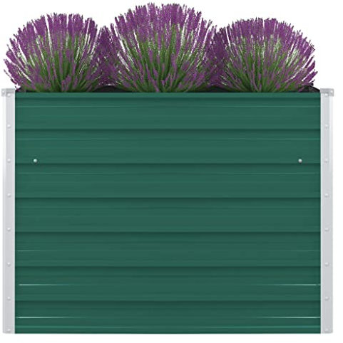 Chaduof Hochbeet, Palettenrahmen, Hochteich, Gemüsebeet, Kräuterregal Balkon, Blumenbeet, Kräuterspirale, Tomatenbeet, Pflanzhochbeet, 100 x 100 x 77 cm Verzinkter Stahl Grün