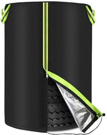 MaxEarn Ø80cm x H117cm Auto Reifentasche, Universale Reifenabdeckung für 4 Reifen, 210D Oxford Reifen Aufbewahrung Tasche mit Reflektierende Streifen, Autoreifen Hülle mit Reißverschluss und Tunnelzug
