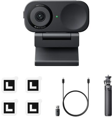 Insta360 Link 2C Pack trépied Noir Graphite - Webcam 4K pour PC/Mac, capteur 1/2, Cadrage Auto, HDR, Micro à réduction de Bruit par l'IA, contrôle gestuel, pour Le Streaming