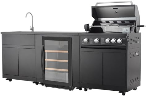 Cocina al Aire Libre JUNGLE 251x66x129cm 4 quemadores + quemador trasero (incluye rotisserie y cubierta)