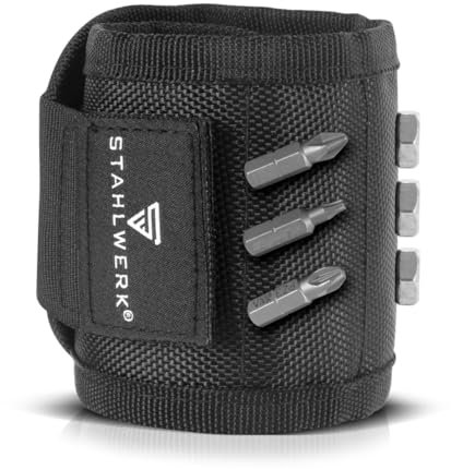 STAHLWERK Magnet-Armband für Heim- und Handwerker | Magnetisches Armband mit Klettverschluss zur Befestigung am Handgelenk oder Gürtel für Schrauben, Nägel, Bits und magnetische Kleinteile