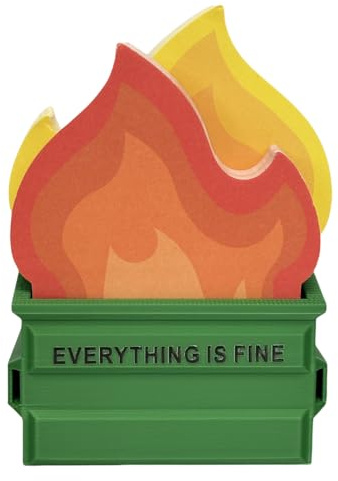 Garbage Can Fire Sticky Notes Office Supplies Flame Notepads Desk Accessories Funny White Elephant Gifts for Coworker Boss Teacher Women Men Adult 300 Sheets