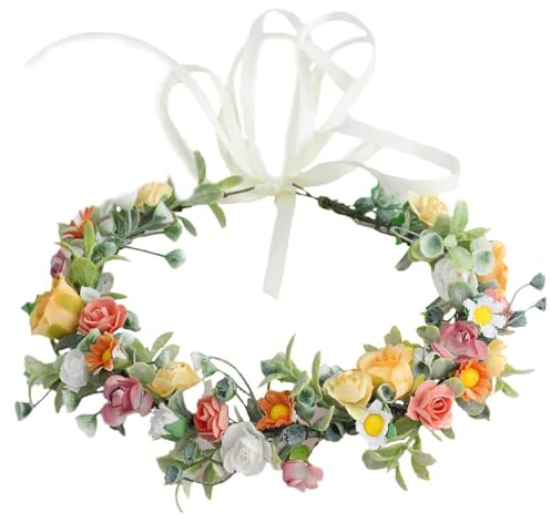 Diadema De Flores, Corona De Flor Rosa,Diadema Floral De La Guirnalda, colorida, bohemia, para boda, fiesta