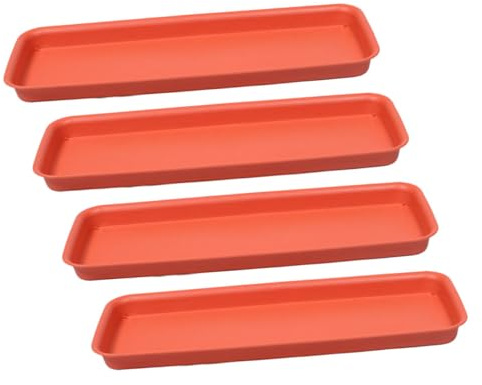 TOYANDONA 4 Piezas Bandejas Rectangulares para Plantas con Diseño Antigoteo Base para Macetas Reutilizable de y Recogedor de Agua para Interior y Exterior Bonsáis y Jardín