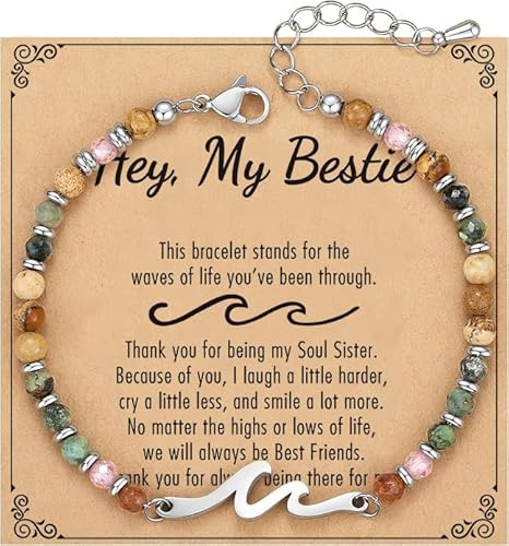 Pulsera de ondas de amistad para mujeres, regalos de cumpleaños con piedras preciosas coloridas, regalo de amigos, Pascua, graduación, Navidad