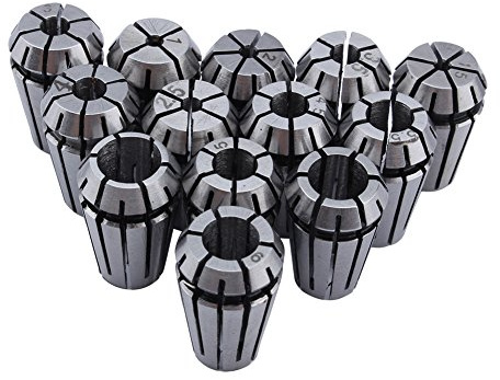 Oumefar Juego de Pinzas ER11 Portabrocas de Resorte Preciso para Máquinas Herramientas de Grabado de Fresado CNC, 13 Piezas/juego, para Taladrar, Rectificar, Sujetar Piezas de Trabajo