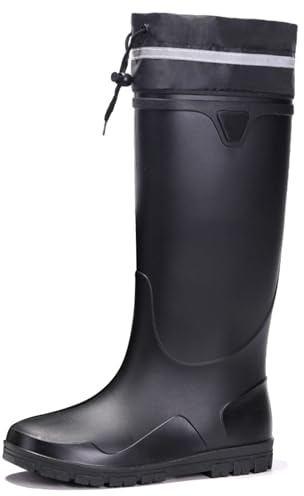 Botas de Lluvia Reflectantes de caña Alta para Viajes, construcción y Senderismo, Antideslizantes, Calzado acuático y Botas de Goma, Impermeables y seguras para Hombre Trabajador