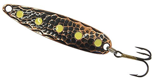 Oldstream Blinker 6cm 7g - Forellenköder & Hechtblinker zum Spinnfischen auf Hecht, Barsch & Forelle, Löffelblinker, Forellenblinker, Spinnköder, Farbe:kupferfarben/gr. gelbe Punkte