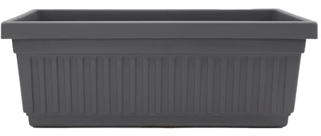The HC Companies Fioriera veneziana rettangolare da 45,7 cm, in plastica leggera, per interni ed esterni, con drenaggio, per davanzale, erbe, fiori, grigio caldo