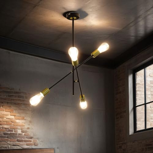 Licht-Erlebnisse SHAH Retro Deckenlampe Industrial Design Metall 4-flammig Deckenleuchte Vintage Wohnzimmer