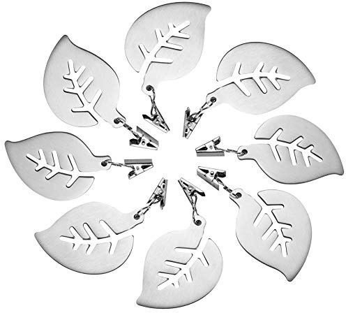 Goohosi Tablecloth Weights Pendant Stainless Steel Tablecloth Clip Leaves Shaped Metal for Dinner Table,Pack of 8