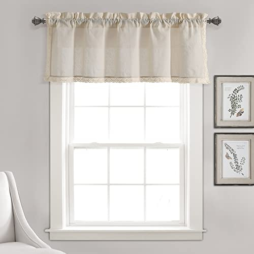Lush Decor Rosalie Cantonnière Imitation Lin Ivoire Simple 137 x 45 + 2 cm