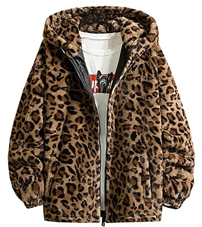 NUSGEAR 2022 Chaqueta con Capucha Hombre Otoño Invierno Abrigo Casual Capa Moda Slim Fit Lana Cremallera Deportiva Chaqueta Cardigan Leopardo Gruesa Caliente Sudadera Informal Outwear Tops
