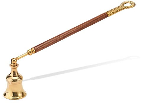 NKlaus Éteignoir de 26,5cm en Laiton avec poignée en Bois Accessoires pour Bougies Éteignoir de mèche 11649