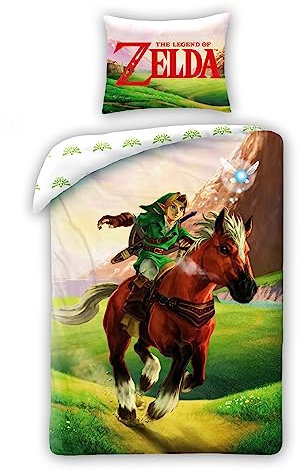 Halantex Bettwäsche-Set The Legend of Zelda, wendbarer Bettbezug 140 x 200 cm und Kissenbezug 70 x 90 cm, mehrfarbig, 100 % Baumwolle