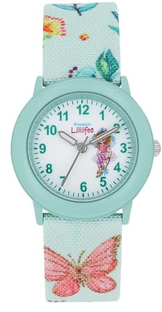 Prinzessin Lillifee Armbanduhr Mädchen Kinder Quarzuhr Analog, mit Textil Armband, Rosa, 3 bar Wasserdicht, Kommt in Uhren Geschenk Box, 2037724