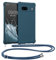 kwmobile Necklace Case kompatibel mit Google Pixel 7a Hülle - Cover mit Kordel zum Umhängen - Silikon Schutzhülle Dunkelblau