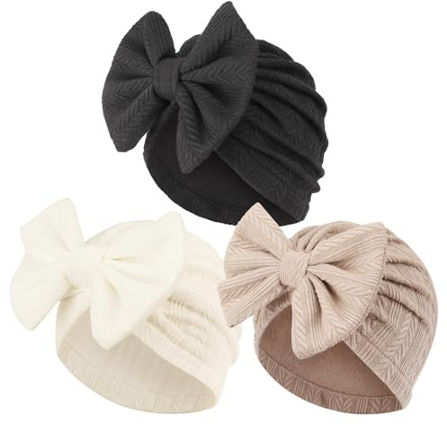 AQOKKA Newborn Baby Girl Hats with Bow Toddler Infant Beanie Cap Newborn Hospital Hats for Baby Girl Kid 0-12 Months