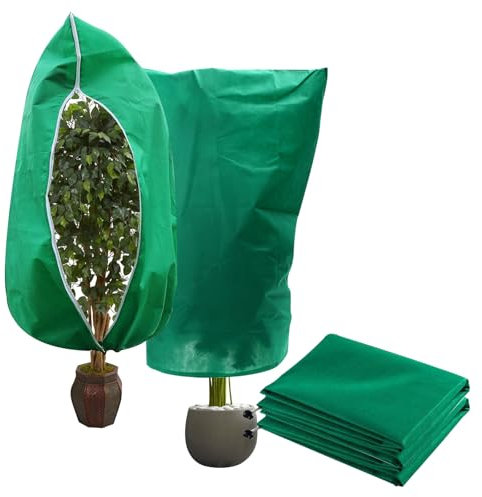 TESSTSY 2 Stück Winterschutz für Pflanzen 80x120 cm, Pflanzenschutzhaube mit Reißverschluss und Zugband, Pflanzenschutz Winter, Winterschutz für Kübelpflanzen, für Balkone, Gärten, Plantagen