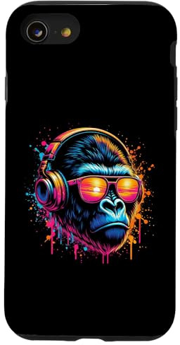 Custodia per iPhone SE (2020) / 7 / 8 Monkey DJ Disco Music Amante Cuffie Gorilla Chimpanzee