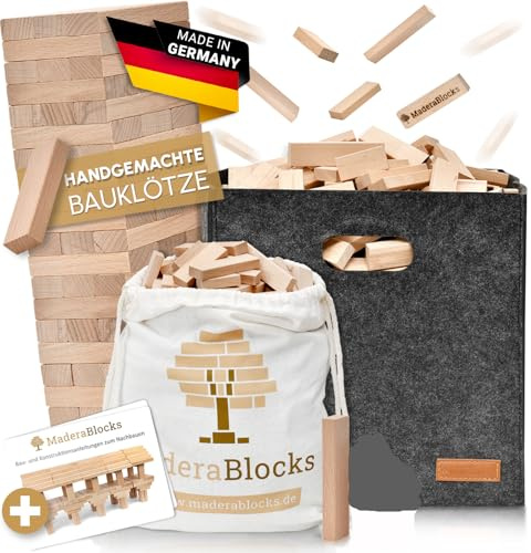 MaderaBlocks® 150 XXL-Holzbausteine Natur, perfekte Ergänzung, 100% Made in Ravensburg Bauklötze Holz unbehandelt Kinder Konstruktions-Spielzeug, Motorik Bausteine 3 4 6 Jahre