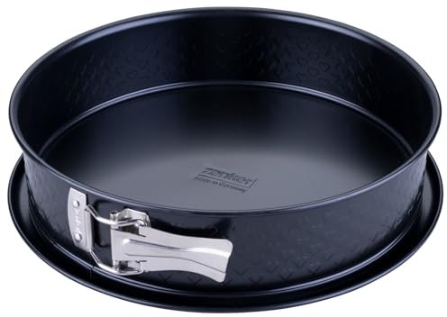Zenker Springform mit Flachboden Ø26 cm – Backform mit Herz-Prägung, PFAS-frei, Ideal für Valentins- und Muttertag, Made in Germany, Schwarz