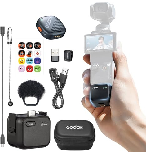GODOX Kub-OP3 trådlös Lavalier-mikrofon för DJI Osmo Pocket 3, brusreducering, 10 H batteritid, mini trådlös mikrofon för kamera/iPhone/Android, Vlog, livestreaming