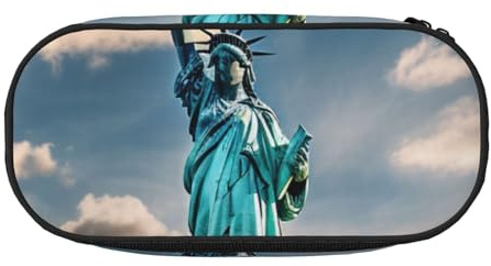 NImongt Stylisches Federmäppchen mit Freiheitsstatue in NYC, Schulbedarf, Make-up, Aufbewahrung, Reisen, Büro, Klasse, Schwarz , Einheitsgröße, Taschen-Organizer