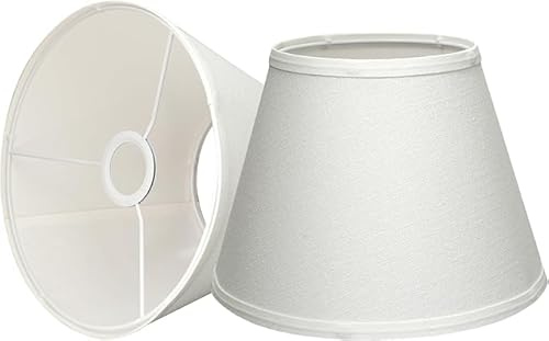 Set of 2 Small Empire Lamp Shade – 5.91 Top x 10.24 Bottom x 7.48 H, White Linen,Fits E26 Sockets with Fixing Rings (Not for UNO Fitting),Replacement for Table Lamps(Assembly Required)