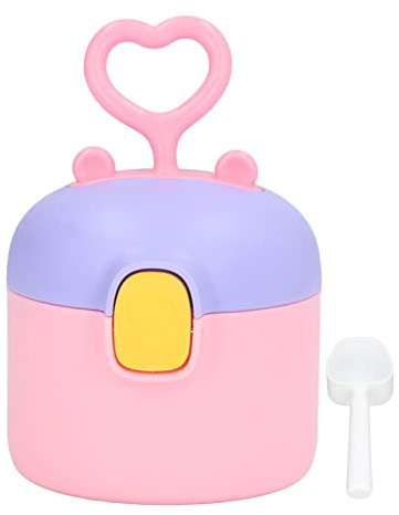 Segrehy Conteneur de lait en poudre portable 250 ml de qualité alimentaire en PP avec niveleur de cuillère, scellage en silicone, stockage des aliments pour bébé avec cuillère, conteneurs (Pink)